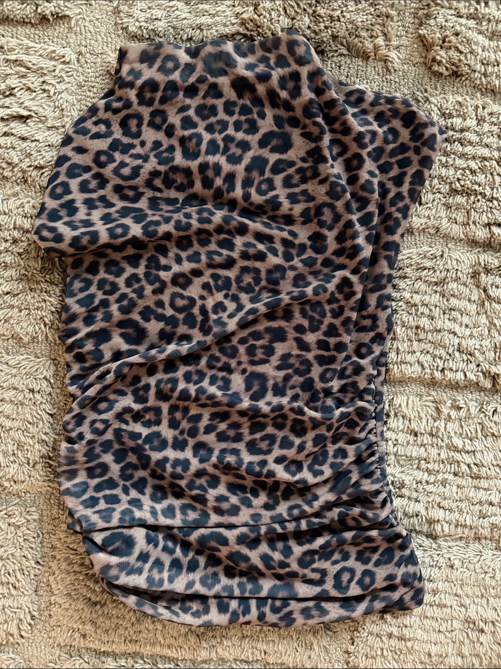 Dynamite Brown Leopard Print Mock-Neck Sleeveless Top